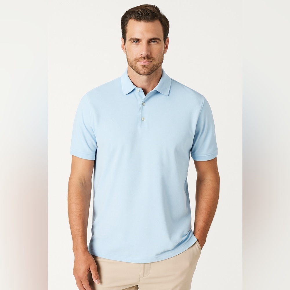 Peter Millar Men’s Crown Soft Short-Sleeve Pima Cotton Polo Light Blue XXL